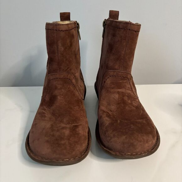 Ugg Australia Women Neevah Women Round Toe Leather Ankle Boot Dark Brown Size 8 - Picture 4 of 10